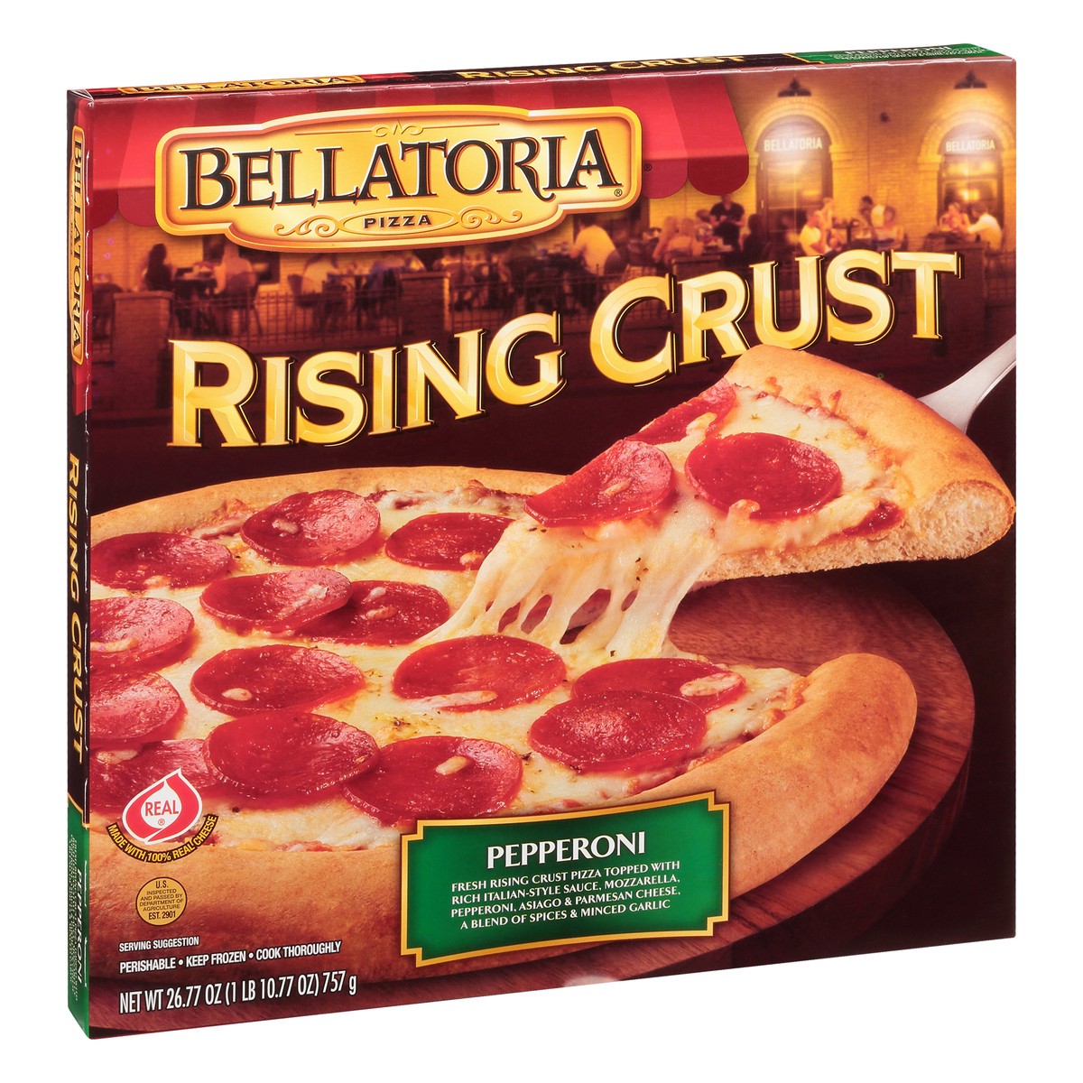 slide 3 of 12, Bellatoria Rising Crust Pepperoni Pizza 26.77 oz, 26.77 oz