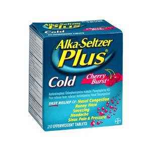 slide 1 of 1, Alka-Seltzer Plus Cold Effervescent Tablets Cherry Burst, 20 ct