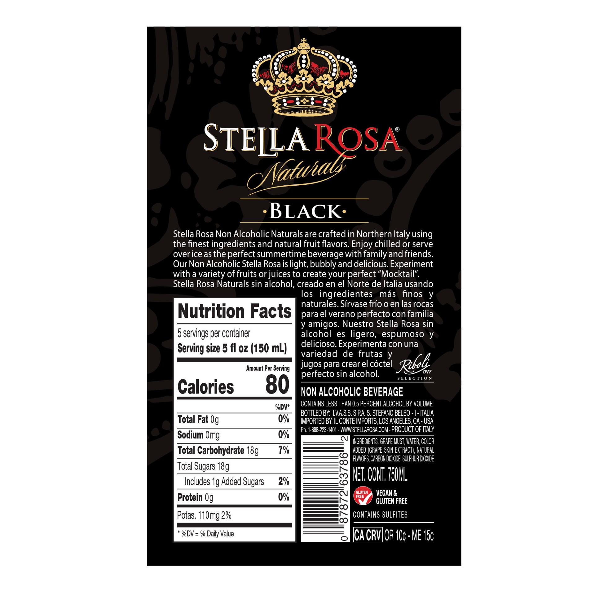 slide 9 of 9, Stella Rosa Naturals Black Non-Alcoholic Wine 750 ml, 750 ml