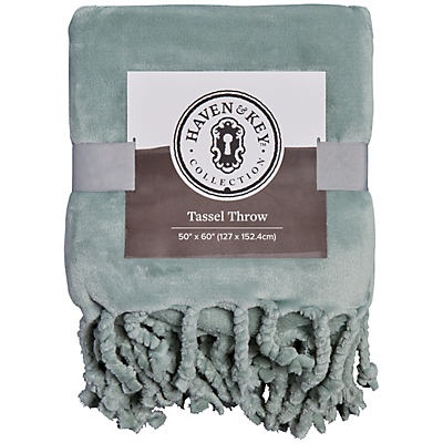 slide 1 of 1, Haven & Key Lichen Self Fringe Throw, 50 in x 60 in