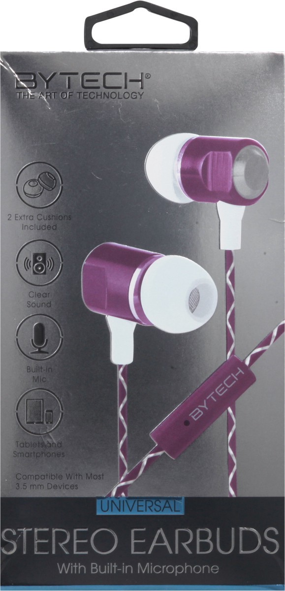 slide 10 of 12, Bytech Universal Stereo Earbuds with Built-in Microphone 1 ea, 1 ea