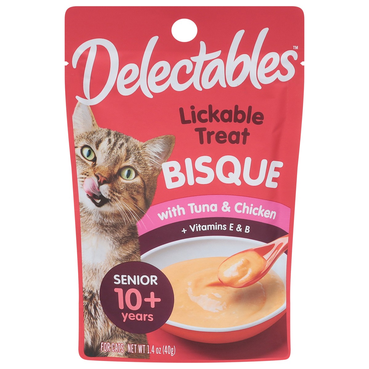 slide 1 of 3, Delectables Senior 10+ Years Bisque with Tuna & Chicken Lickable Treat 1.4 oz, 1.4 oz
