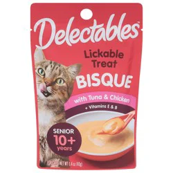 Delectables Senior 10+ Years Bisque with Tuna & Chicken Lickable Treat 1.4 oz