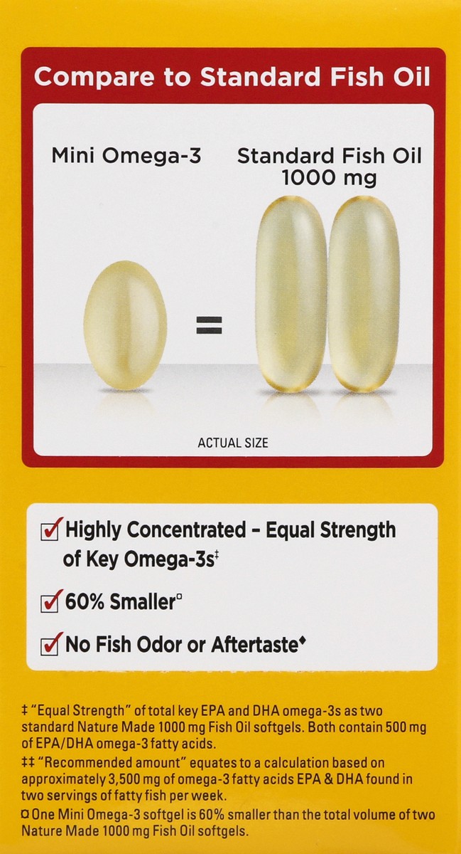 slide 8 of 9, Nature Made Fish Oil Burp-Less Mini 540 mg, 60 Softgels, Fish Oil Omega 3 Supplement For Heart Health, 60 ct
