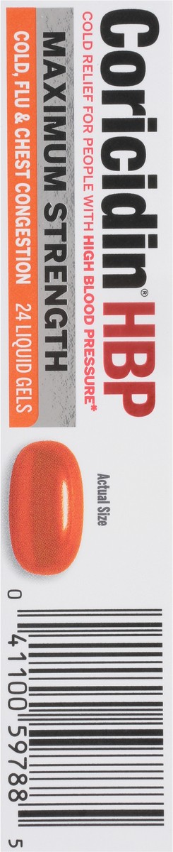 slide 7 of 12, Coricidin HBP Maximum Strength Cold, Flu & Chest Congestion 24 Liquid Gels, 24 ct