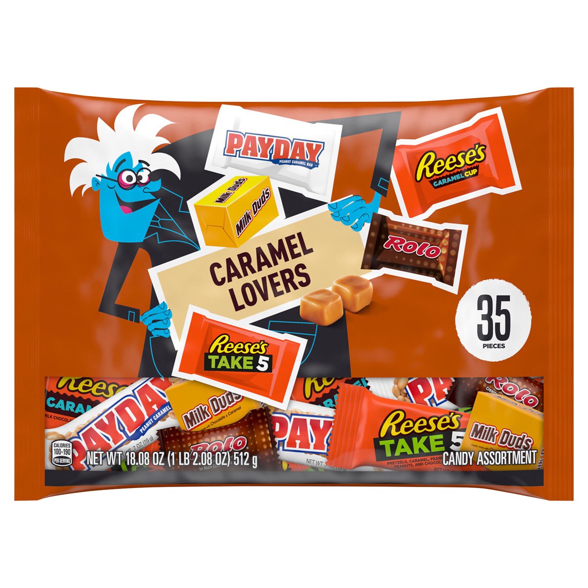 slide 5 of 8, Hershey's Hershey Assorted Caramel Flavored, Halloween Candy Bag, 18.08 oz (35 Pieces), 35 ct