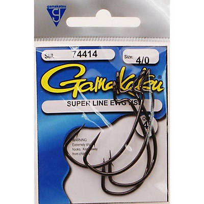 slide 1 of 1, Gamakatsu Weighted EWG Superline Worm Hook Size 4/0, 4 ct