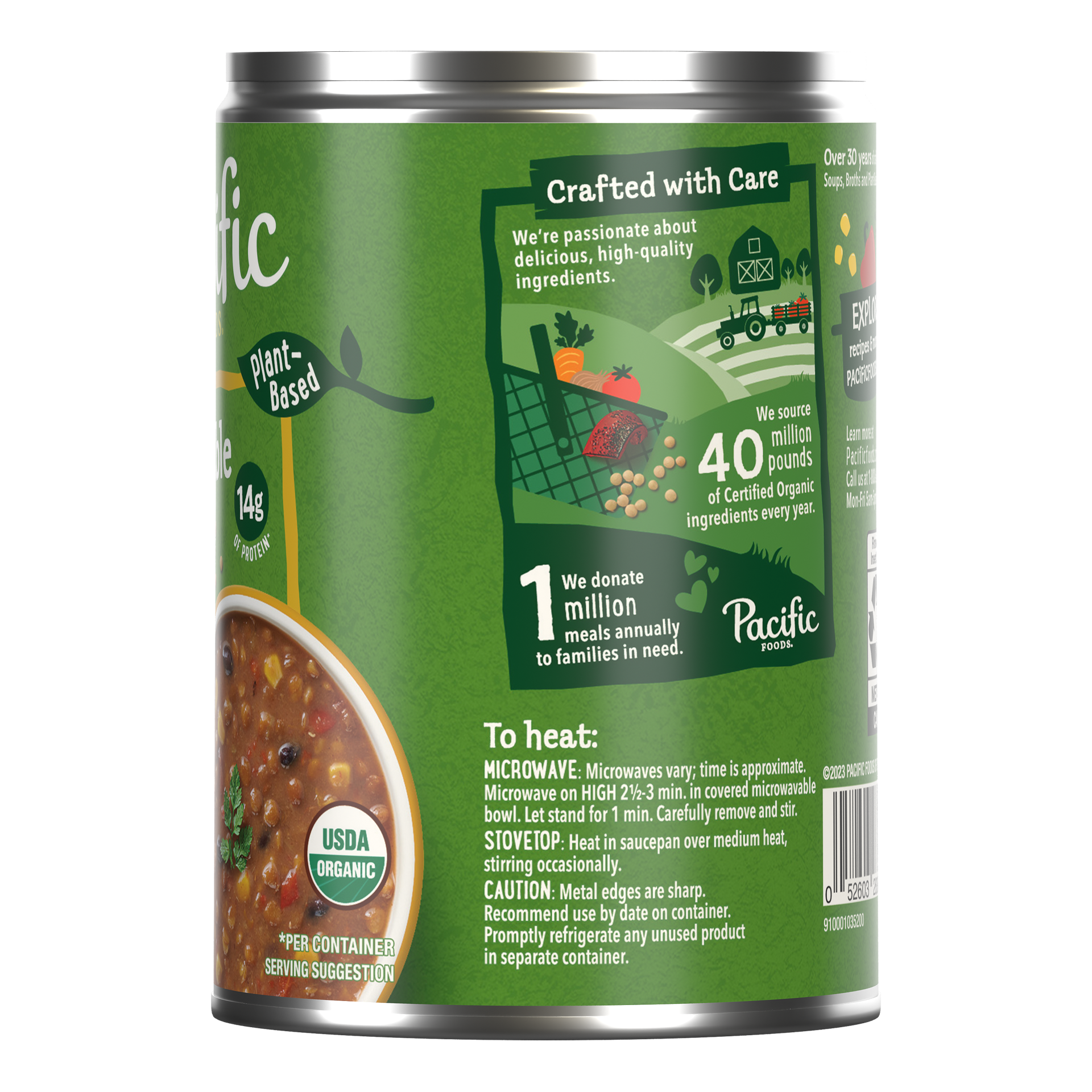 slide 3 of 5, Pacific Foods Organic Vegetable Lentil Soup, Plant Based, 16.3 oz Can, 16.300 oz