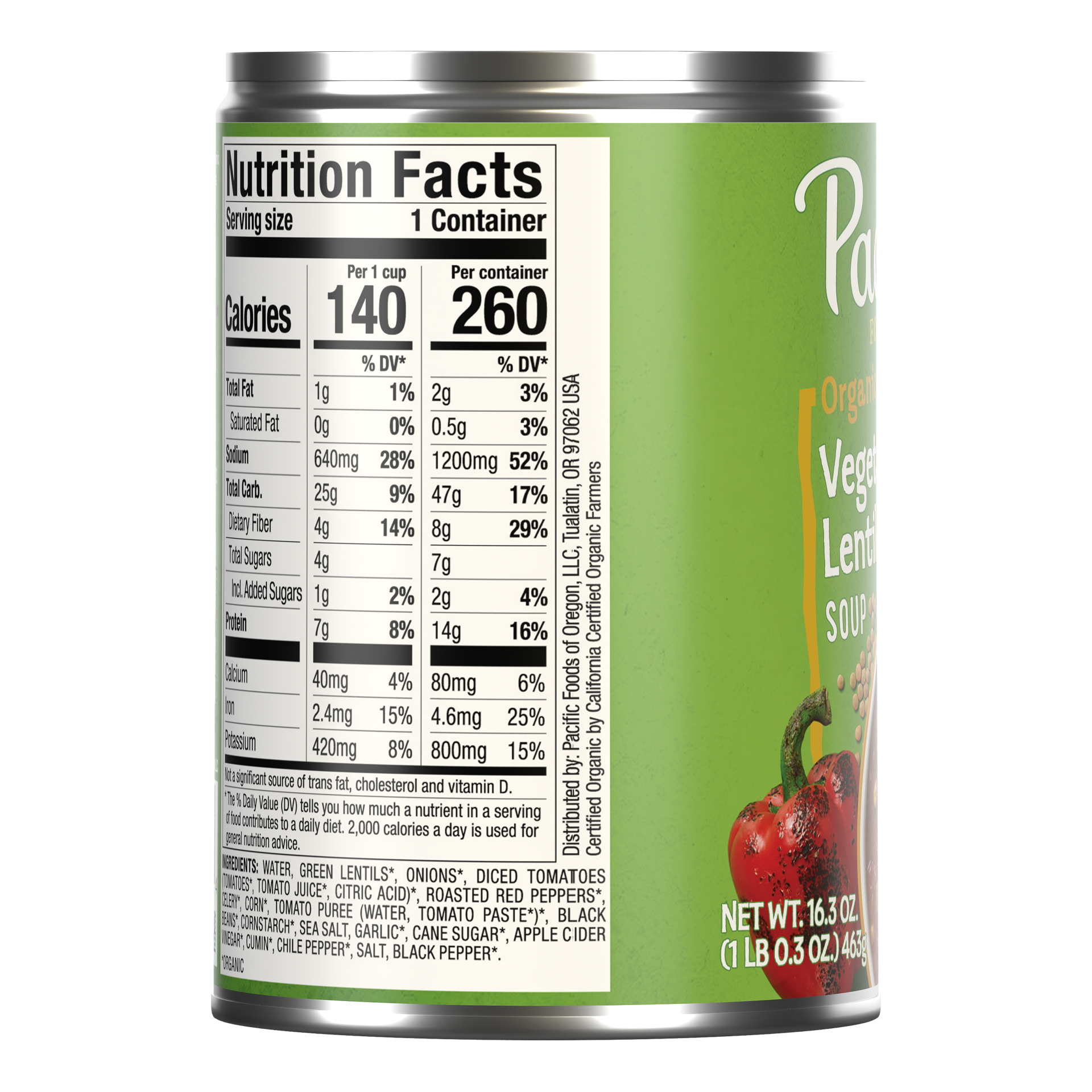 slide 2 of 5, Pacific Foods Organic Vegetable Lentil Soup, Plant Based, 16.3 oz Can, 16.300 oz
