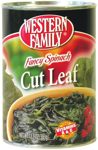 slide 1 of 1, Western Family Fancy Spinach Cut Leaf, 13.5 oz