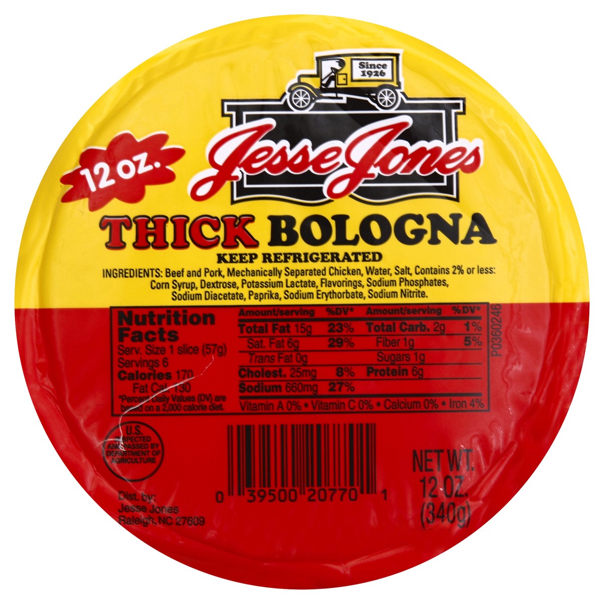 slide 1 of 2, Jesse Jones Bologna 12 oz, 12 oz