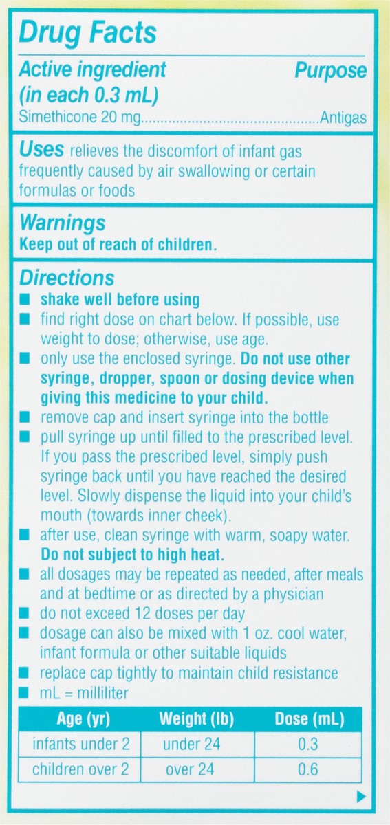 slide 4 of 12, Infants' Mylicon Gas Relief Drops & Syringe, Dye Free, 0.5 fl oz, 0.5 fl oz