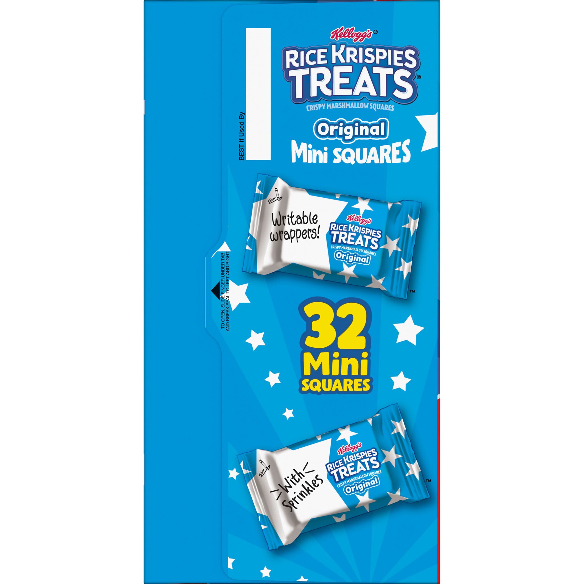 slide 3 of 5, Rice Krispies Treats Mini Crispy Marshmallow Squares, 4th of July Snacks, Original with Star-Spangled Sprinkles, 12.4oz Box, 32 Bars, 32 ct