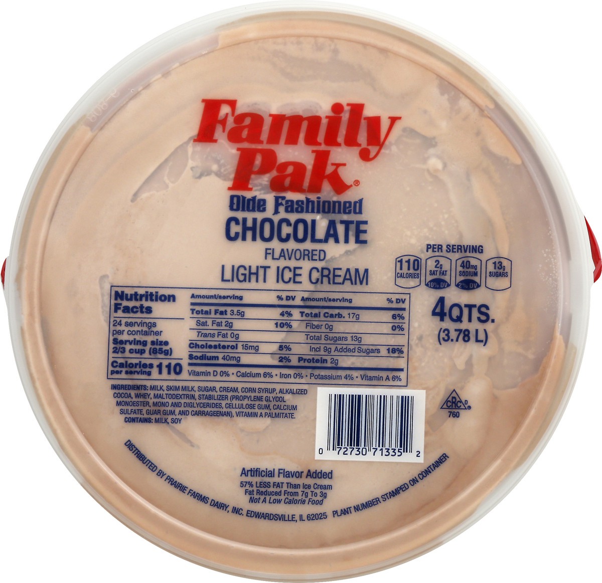 slide 1 of 9, Family Pak Olde Fashioned Chocolate Light Ice Cream 4 qt, 4 qt