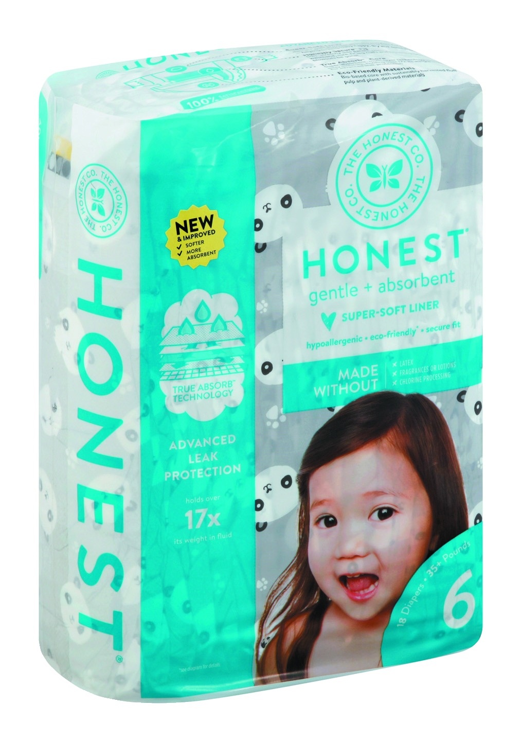 slide 1 of 1, The Honest Company Pandas Size 6 Diapers, 18 ct