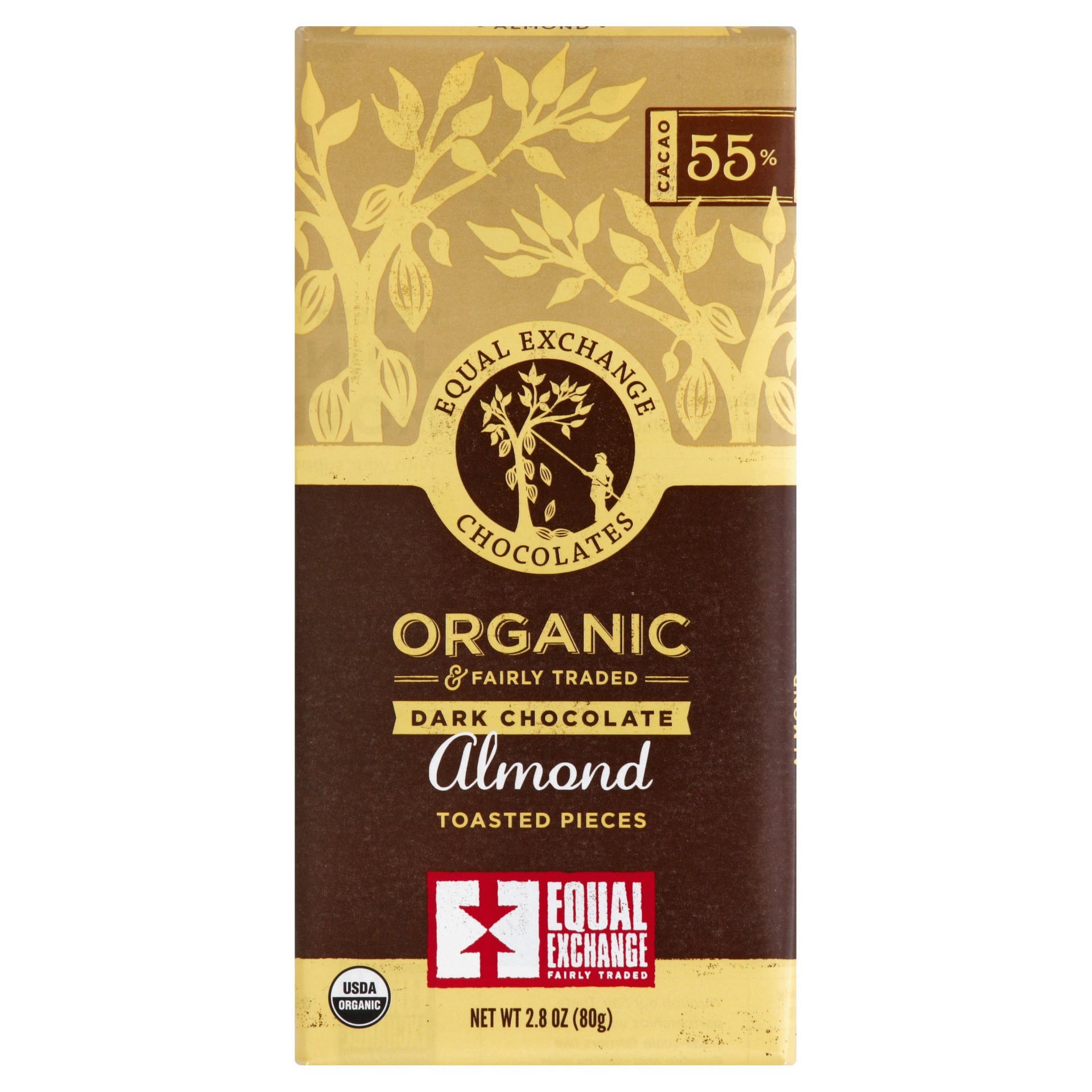 slide 1 of 1, Equal Exchange Organic Almond Dark Chocolate, 2.8 oz