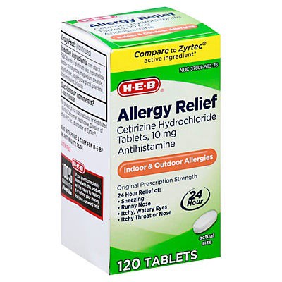 slide 1 of 1, H-E-B All Day Allergy Relief Tablets, 120 ct