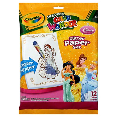 slide 1 of 1, Crayola Disney Princess Mess Free Color Wonder Glitter Paper & Marker Set, 1 ct