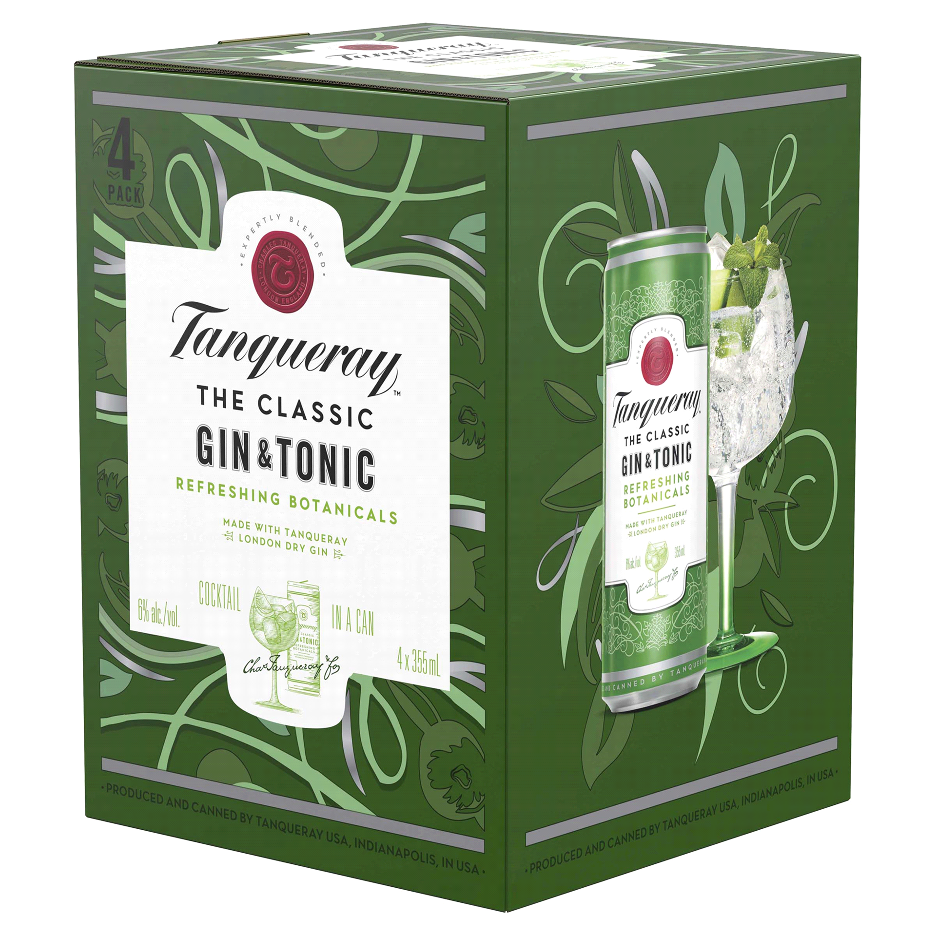 slide 5 of 9, Tanqueray London Dry Gin & Tonic Cocktail - 4pk/355ml Cans, 4 ct; 355 ml