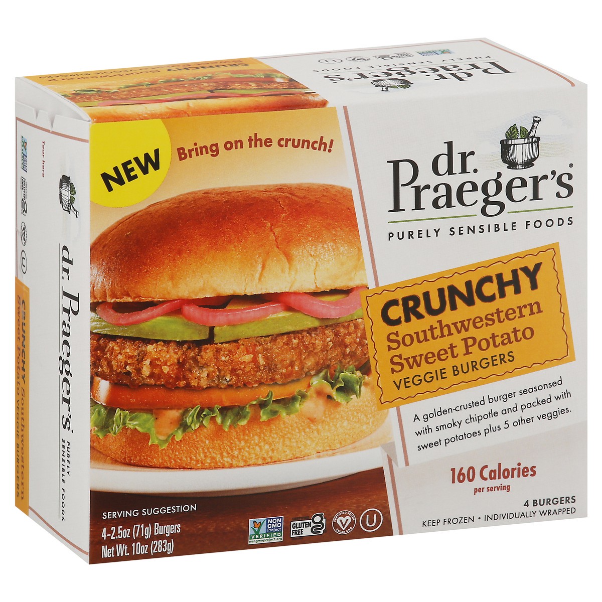 slide 3 of 13, Dr. Praeger's Crunchy Southwestern Sweet Potato Veggie Burger, 4 ct