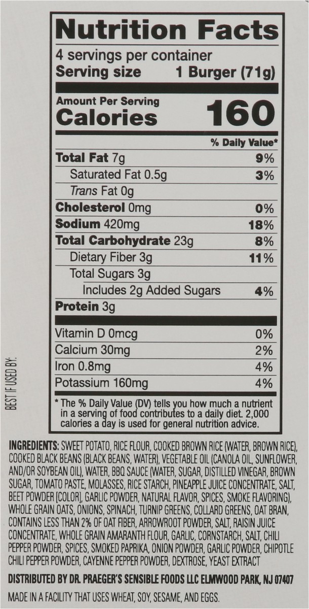 slide 4 of 13, Dr. Praeger's Crunchy Southwestern Sweet Potato Veggie Burger, 4 ct