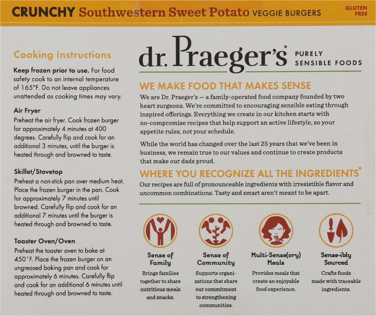 slide 8 of 13, Dr. Praeger's Crunchy Southwestern Sweet Potato Veggie Burger, 4 ct