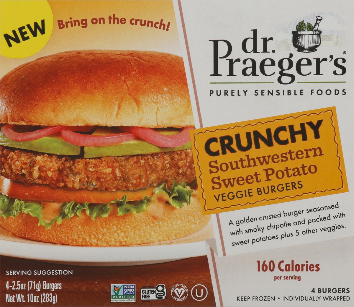 slide 5 of 13, Dr. Praeger's Crunchy Southwestern Sweet Potato Veggie Burger, 4 ct