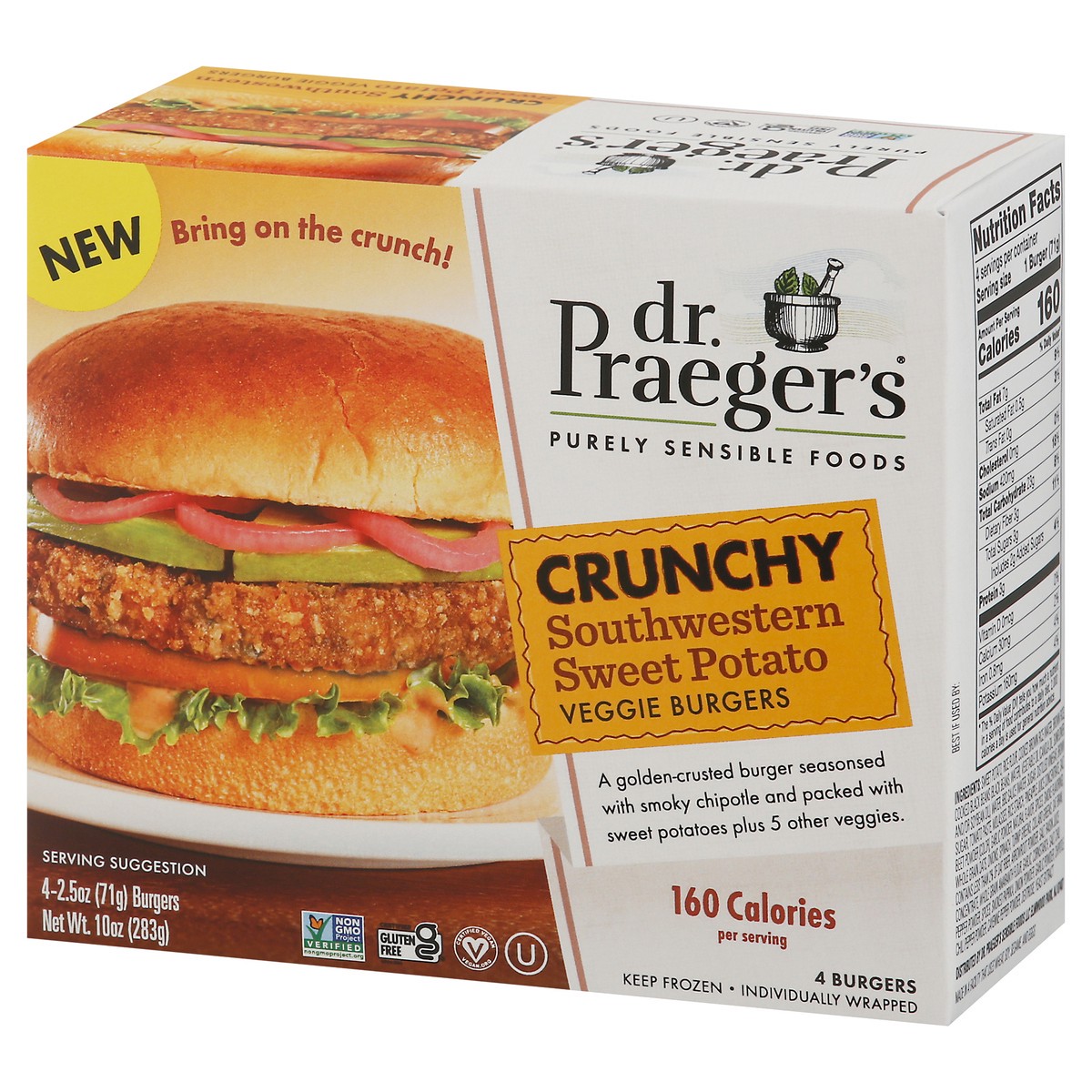 slide 7 of 13, Dr. Praeger's Crunchy Southwestern Sweet Potato Veggie Burger, 4 ct
