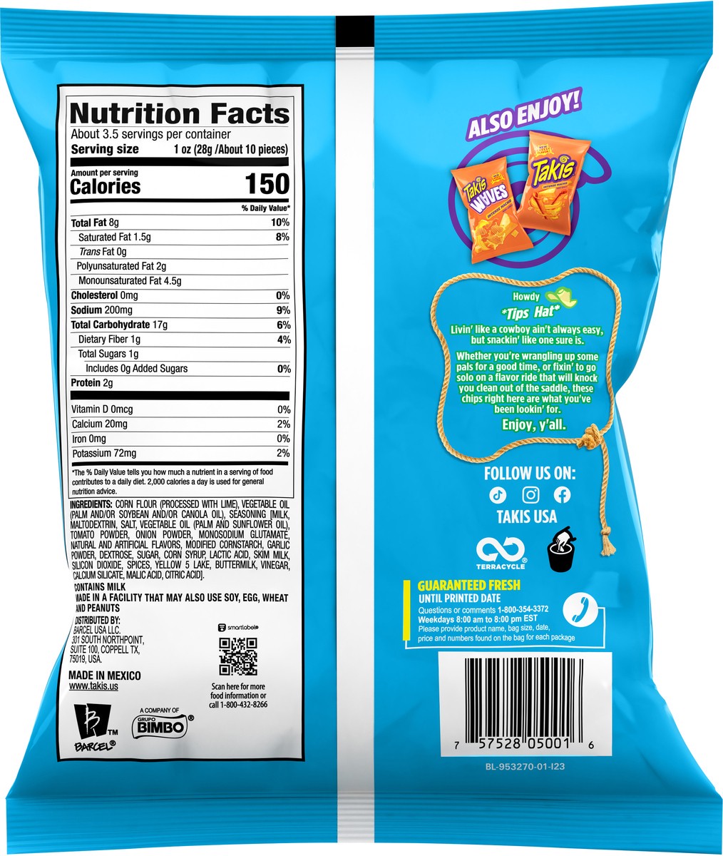 slide 11 of 14, Takis Non-Spicy Buckin' Ranch Tortilla Chips 3.25 oz, 3.25 oz