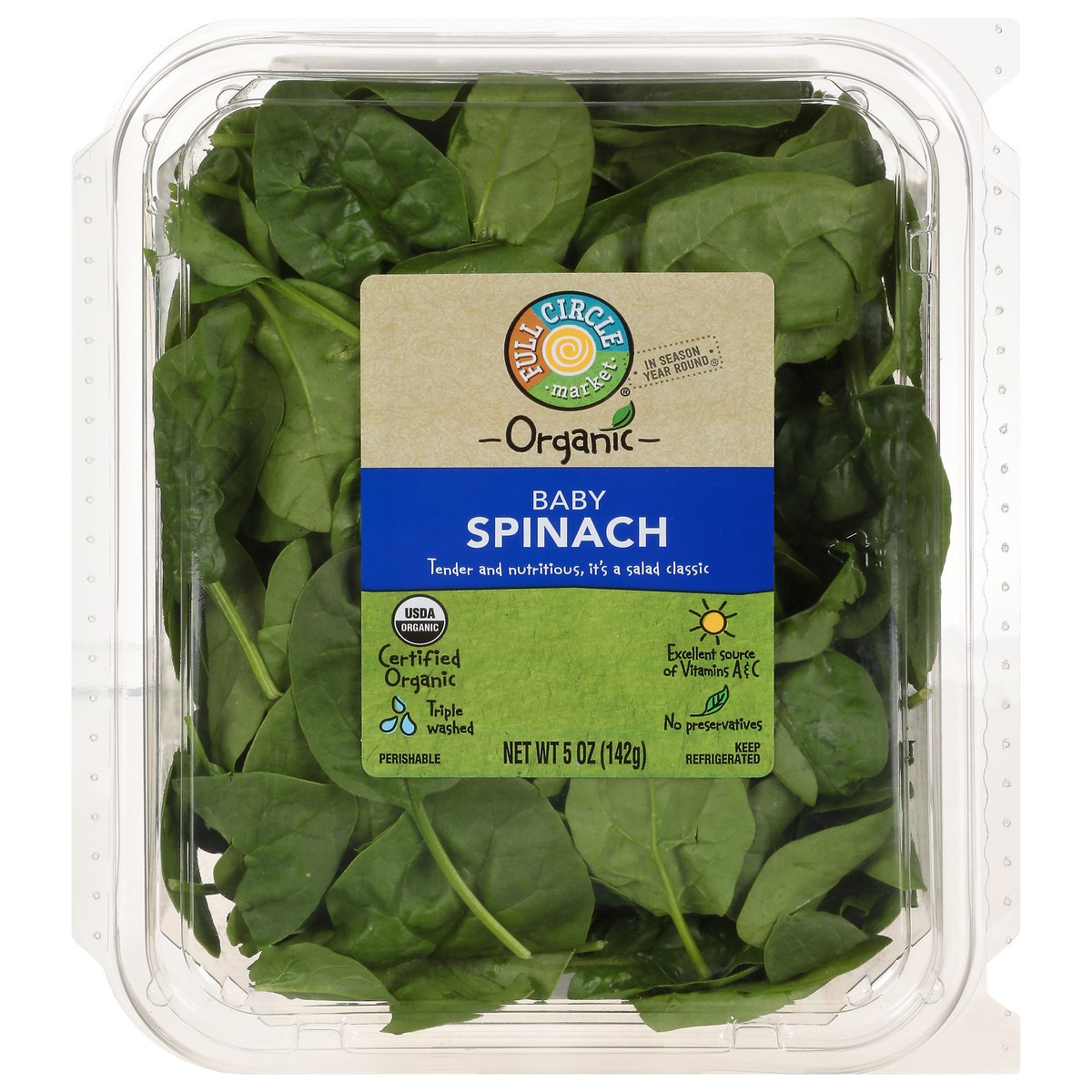 slide 1 of 11, Full Circle Market Organic Baby Spinach 5 oz, 5 oz