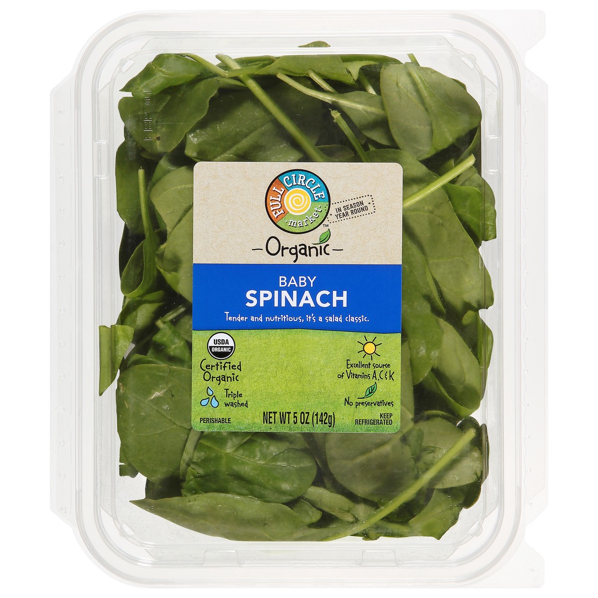 slide 4 of 11, Full Circle Market Organic Baby Spinach 5 oz, 5 oz