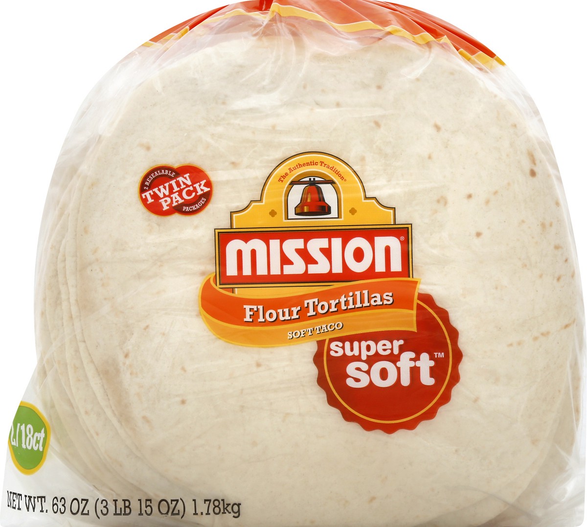 slide 1 of 4, Mission Twin Pack Soft Taco Flour Tortillas 2 ea, 2 ct