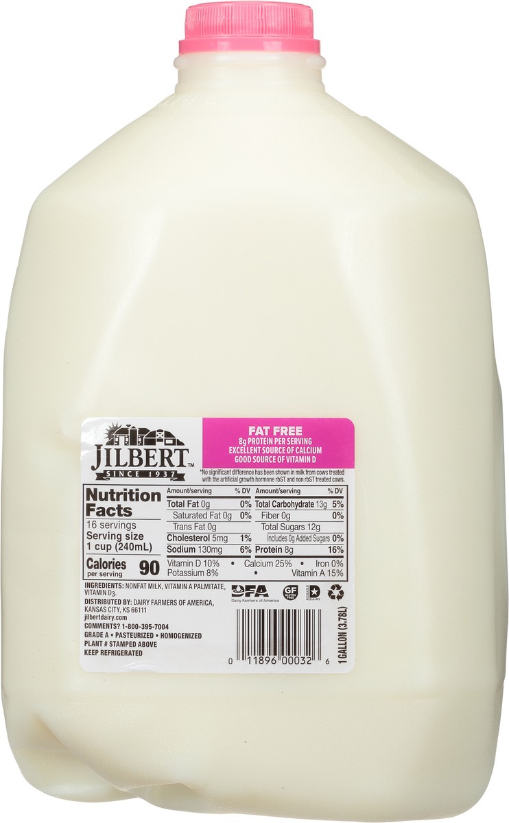 slide 9 of 13, Jilbert Fat Free Milk 1 gl, 1 gal