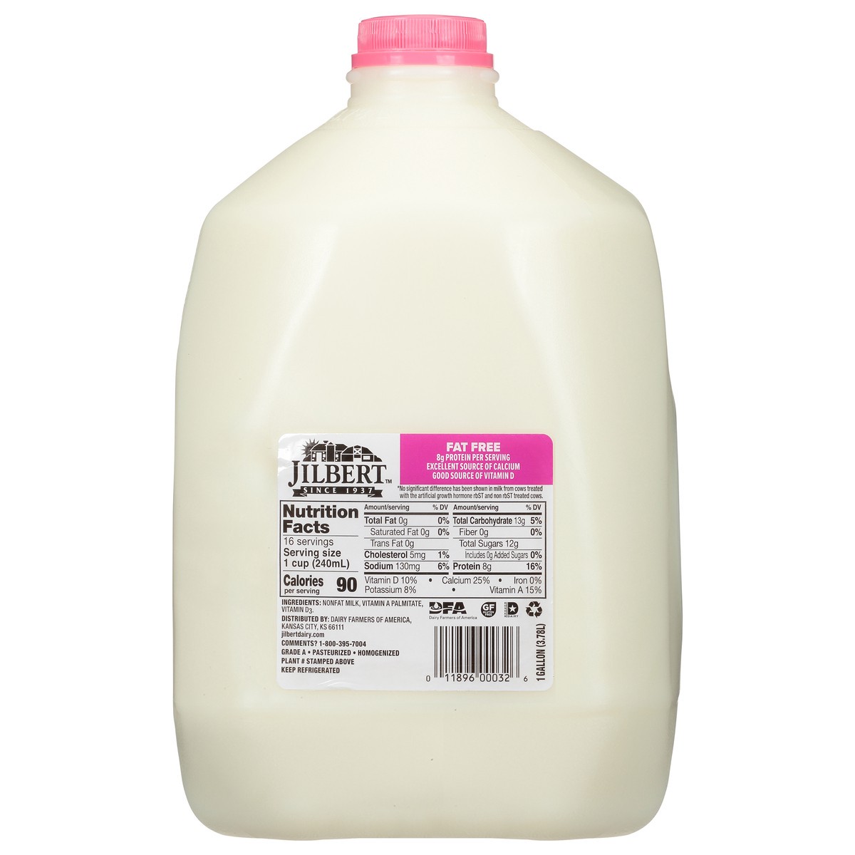 slide 3 of 13, Jilbert Fat Free Milk 1 gl, 1 gal