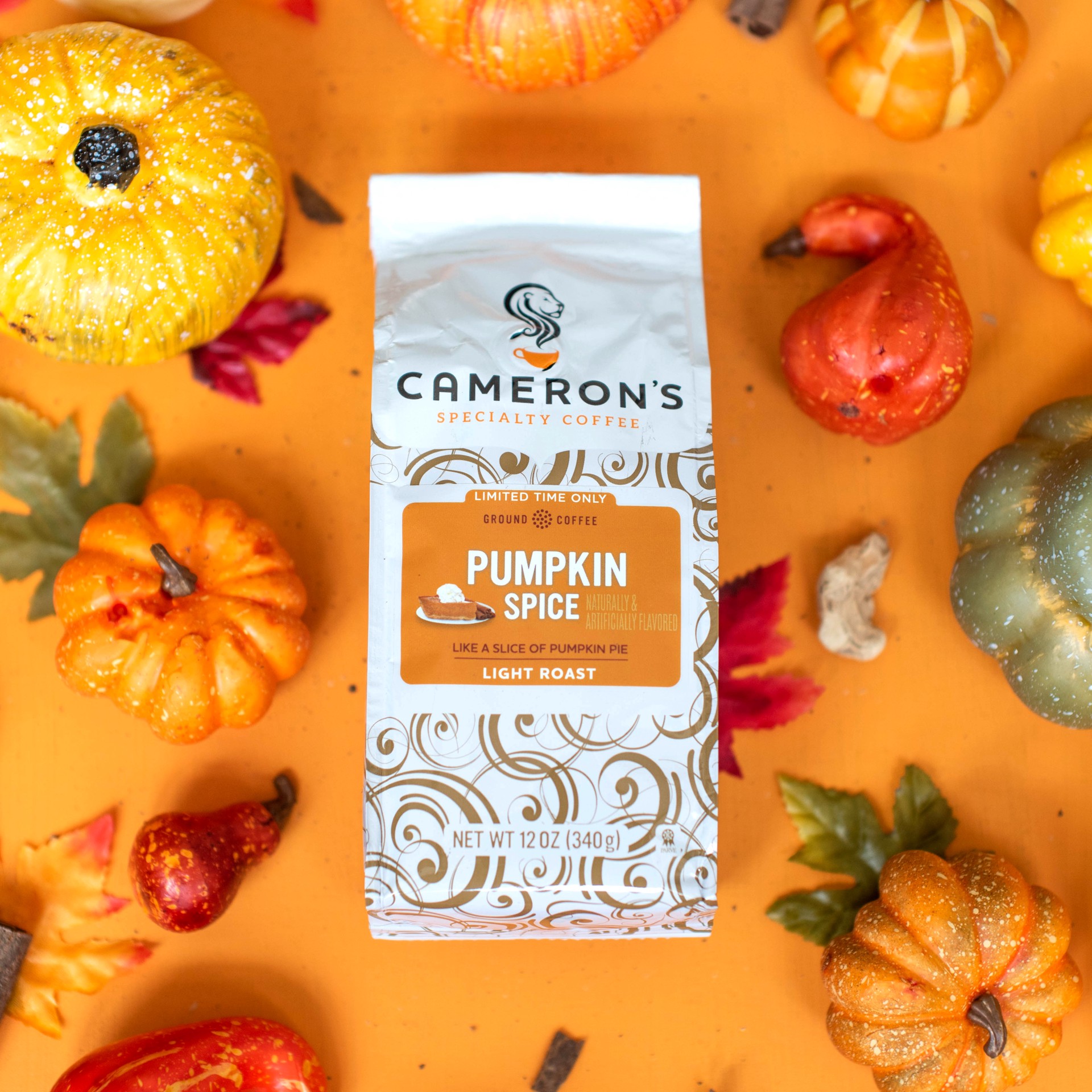 slide 4 of 4, Cameron's Light Roast Ground Smooth Pumpkin Spice Coffee 12 oz, 12 oz