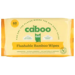 Caboo Flushable Hypoallergic Unscented Bamboo Wipes 60 ea