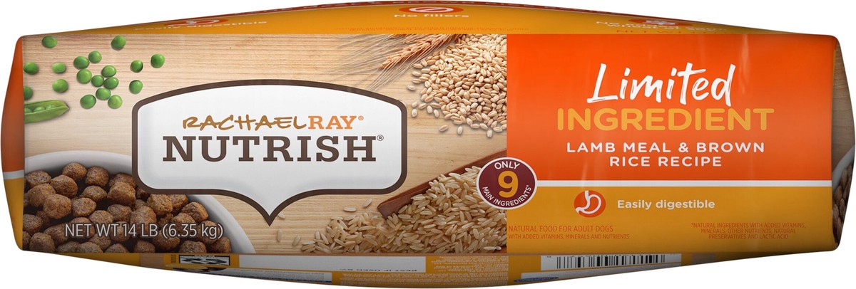 slide 8 of 8, Rachael Ray Nutrish Limited Ingredient Dog Food, Lamb Meal & Brown Rice Recipe, 14 lb. Bag, 14 lb