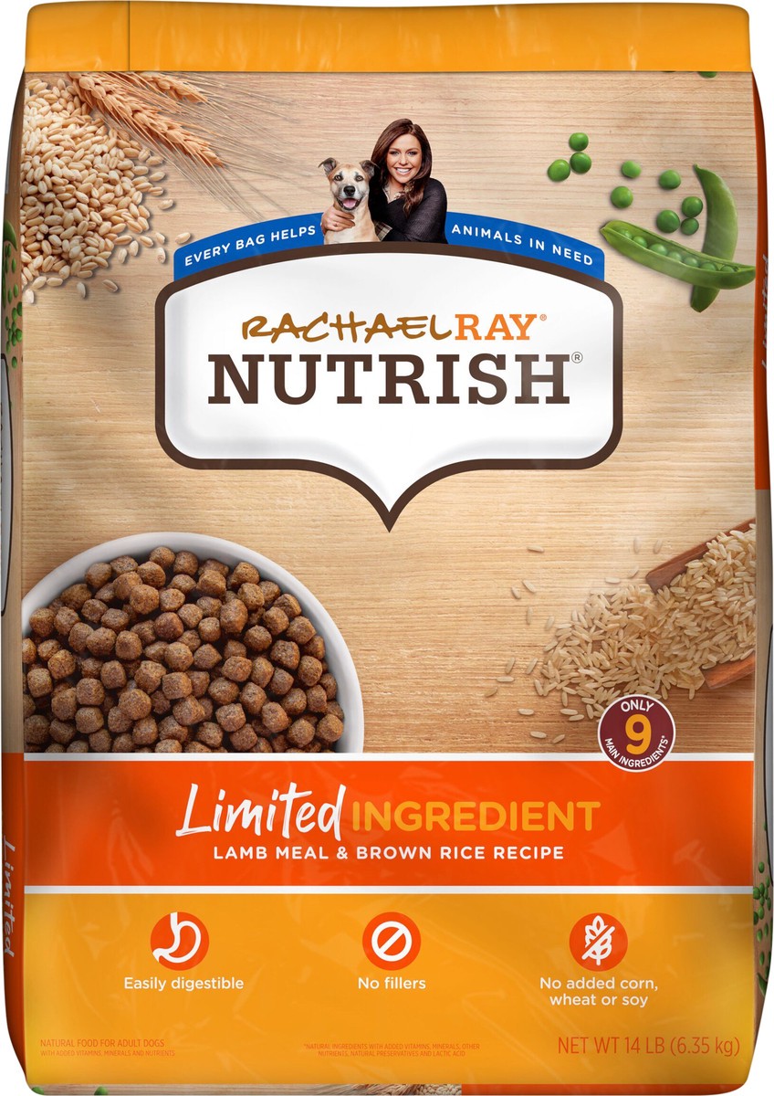 slide 6 of 8, Rachael Ray Nutrish Limited Ingredient Dog Food, Lamb Meal & Brown Rice Recipe, 14 lb. Bag, 14 lb