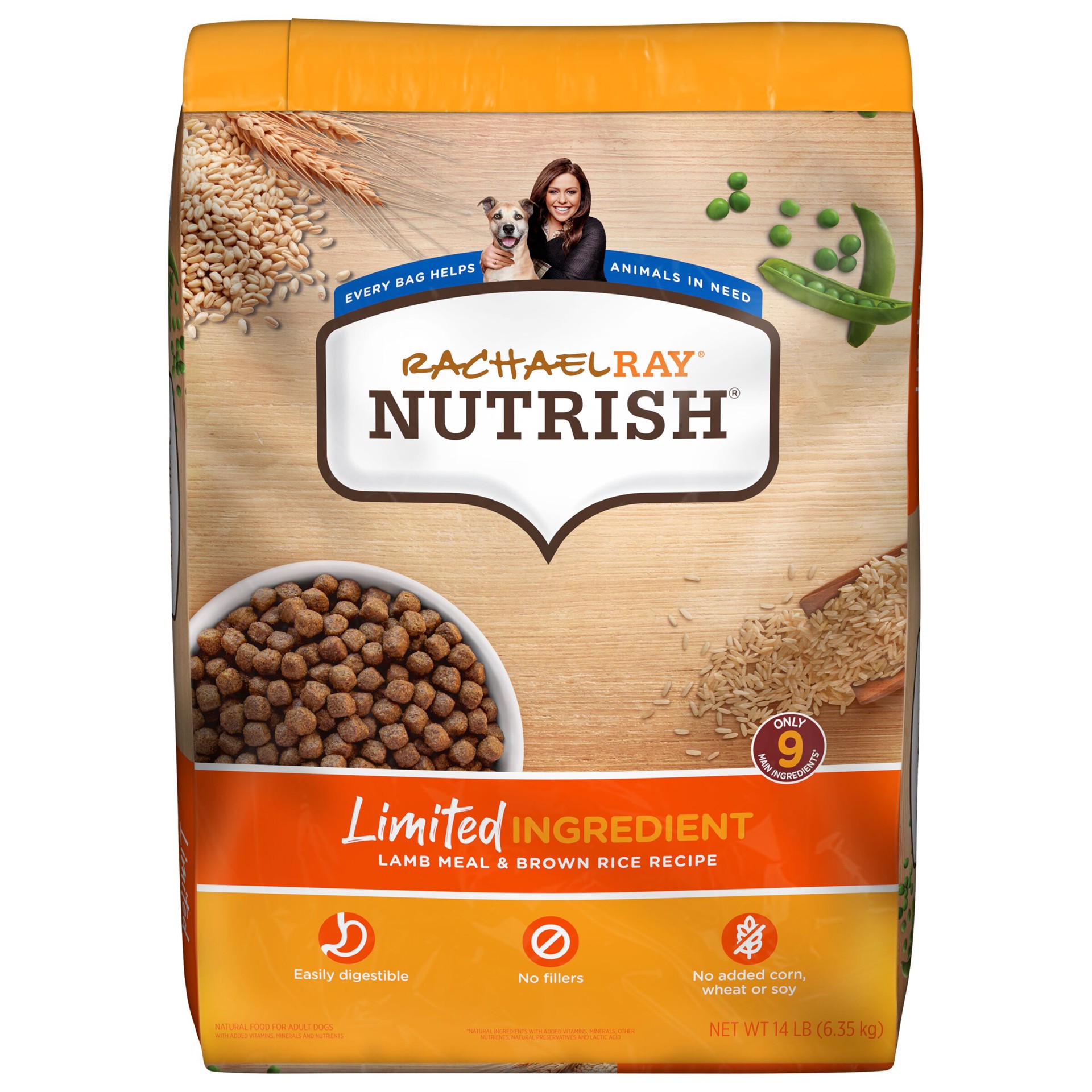 slide 1 of 8, Rachael Ray Nutrish Limited Ingredient Dog Food, Lamb Meal & Brown Rice Recipe, 14 lb. Bag, 14 lb