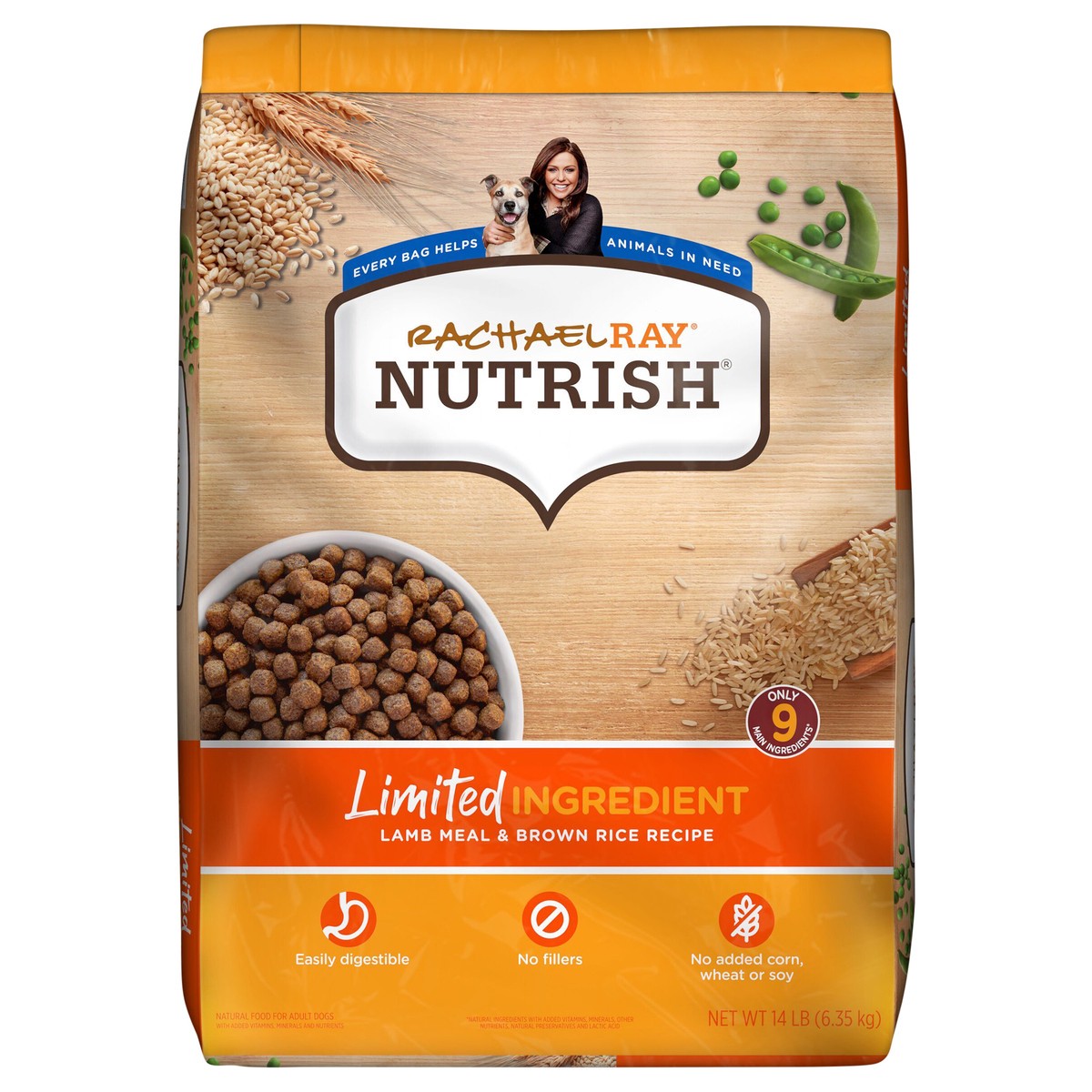 slide 1 of 8, Rachael Ray Nutrish Limited Ingredient Dog Food, Lamb Meal & Brown Rice Recipe, 14 lb. Bag, 14 lb