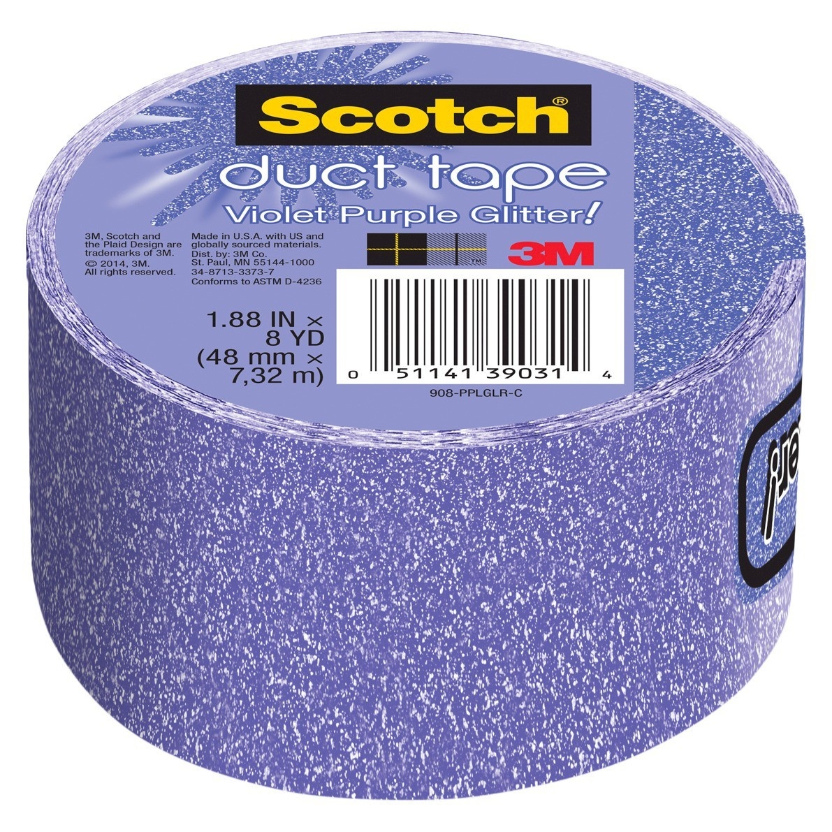 slide 1 of 3, Scotch Duct Tape, Violet Purple Glitter, 8 yd