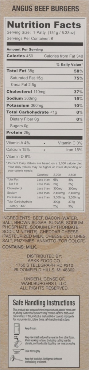 slide 3 of 16, Wahlburgers Bacon & Cheddar Angus Beef Burgers 6 - 0.33 lb Burgers, 6 ct; 2 lb