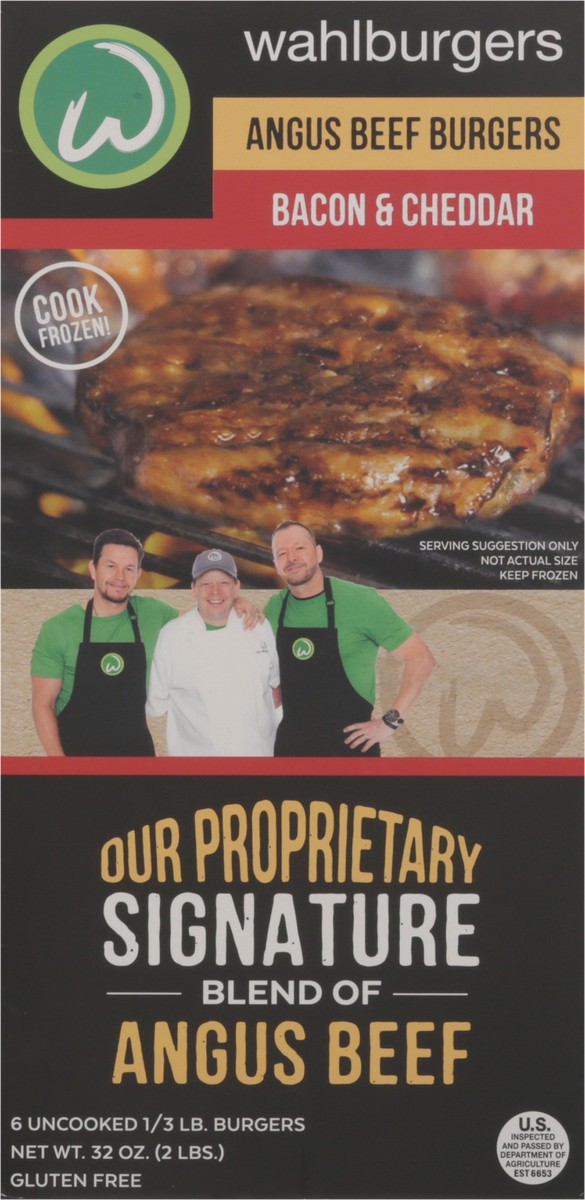 slide 5 of 16, Wahlburgers Bacon & Cheddar Angus Beef Burgers 6 - 0.33 lb Burgers, 6 ct; 2 lb