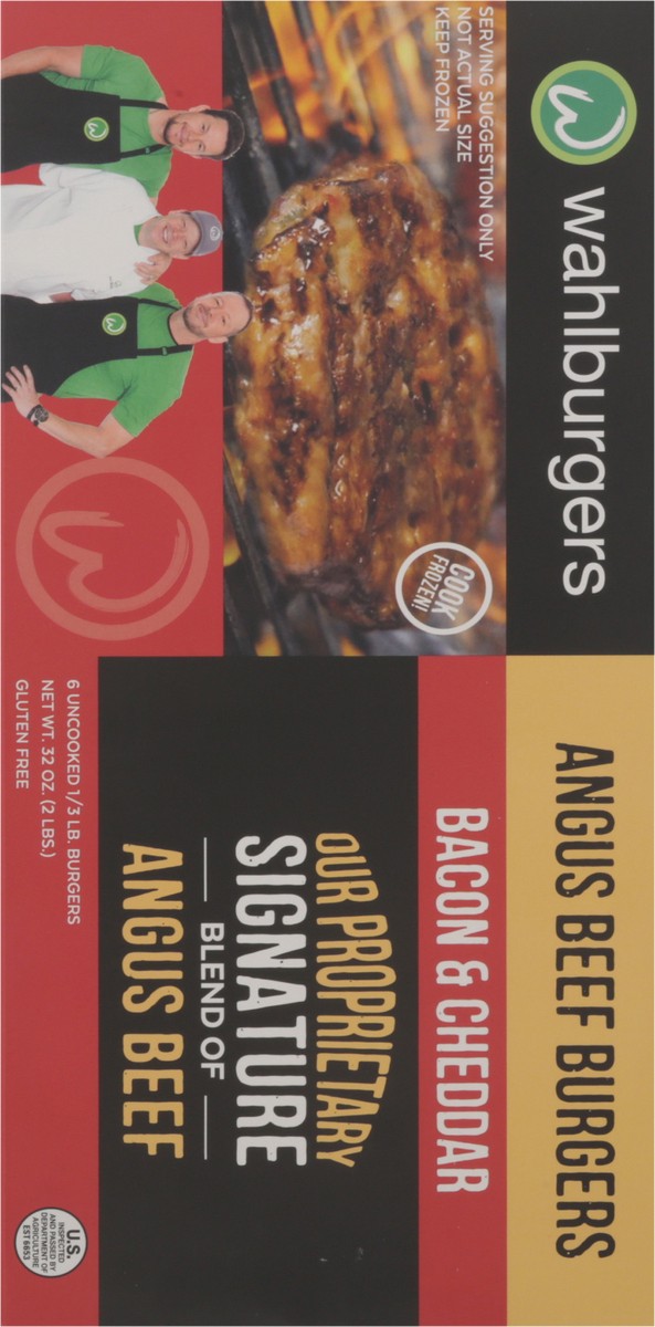 slide 12 of 16, Wahlburgers Bacon & Cheddar Angus Beef Burgers 6 - 0.33 lb Burgers, 6 ct; 2 lb