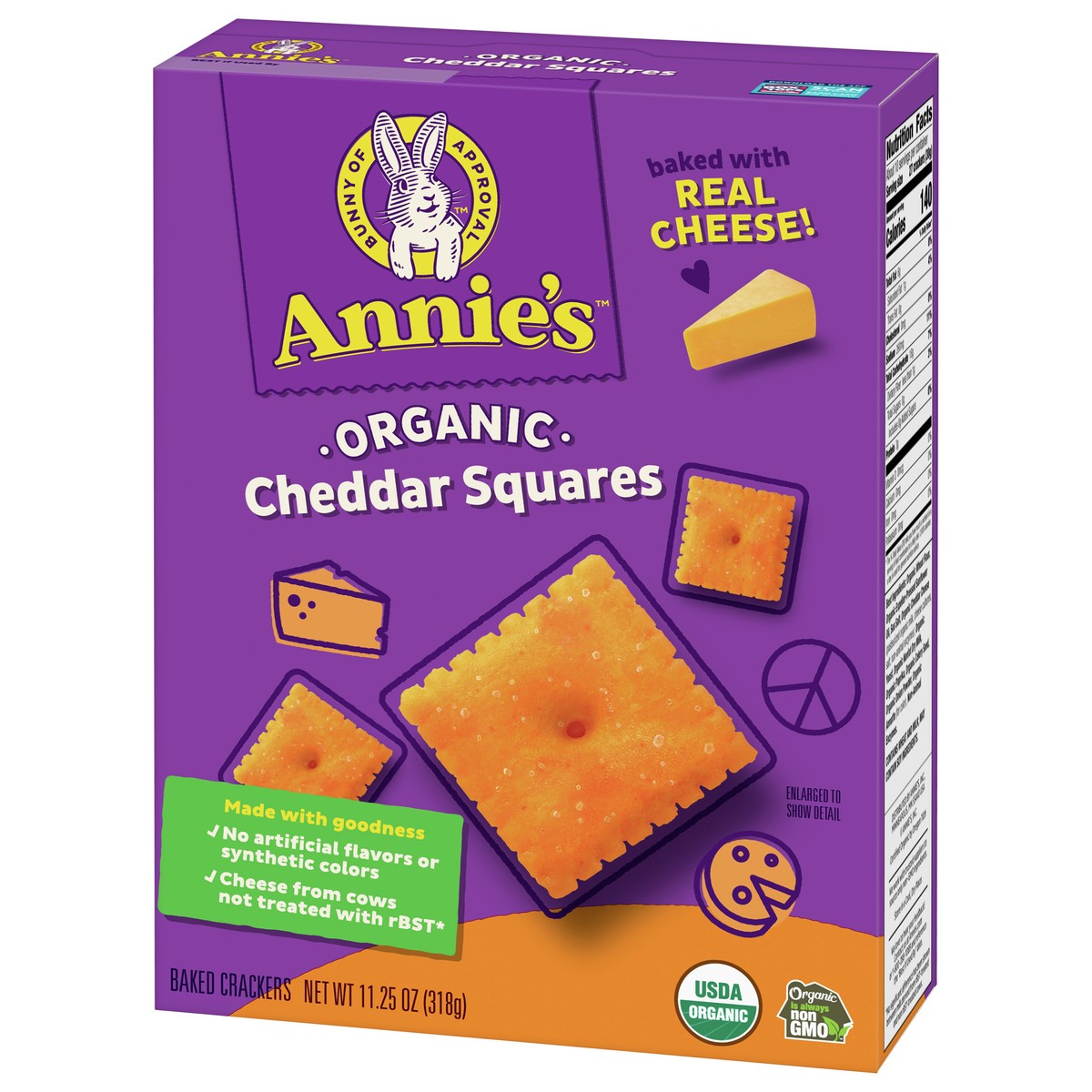 slide 9 of 9, Annie's Organic Cheddar Squares Baked Snack Crackers, 11.25 oz, 11.25 oz