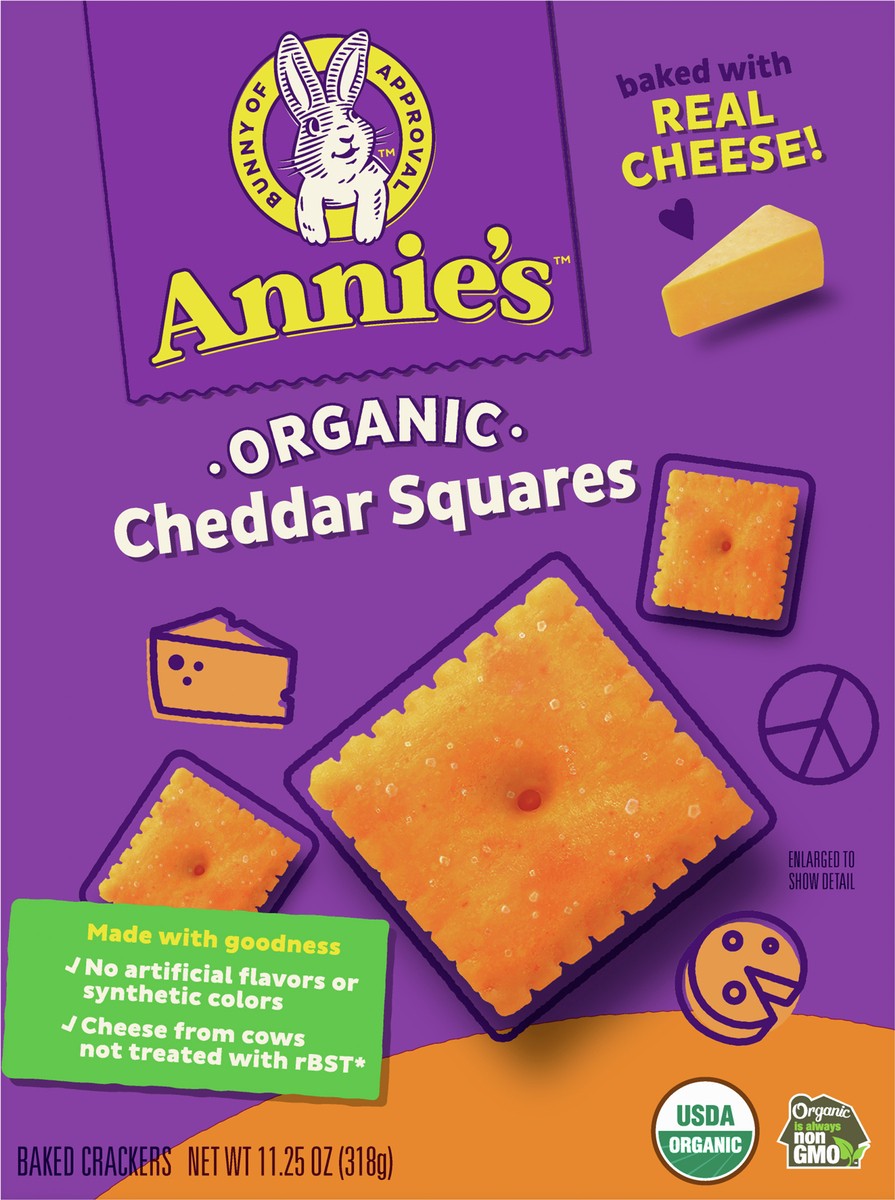 slide 8 of 9, Annie's Organic Cheddar Squares Baked Snack Crackers, 11.25 oz, 11.25 oz