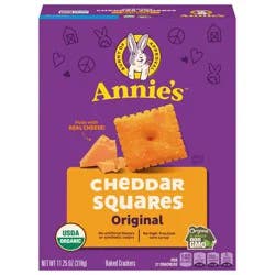 Annie's Organic Original Cheddar Squares Baked Snack Crackers, Made with Real Cheese, 11.25 oz