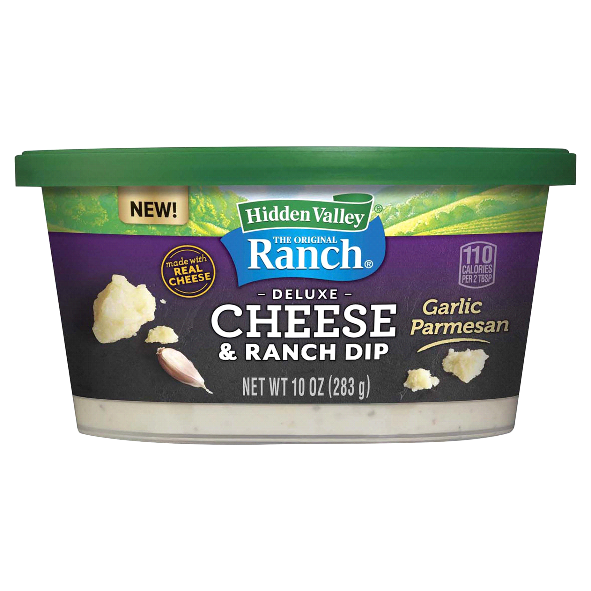 slide 1 of 4, Hidden Valley Deluxe Garlic Parmesan Cheese & Ranch Dip, 10 oz