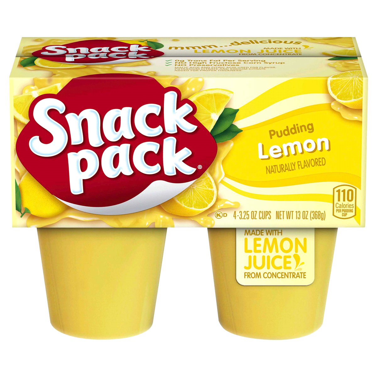 slide 1 of 1, Hunt's Snack Pack Lemon Pudding (4 count), 4 ct; 3.25 oz