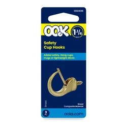Hillman Safety Hook Brass 1.25" 3 pc